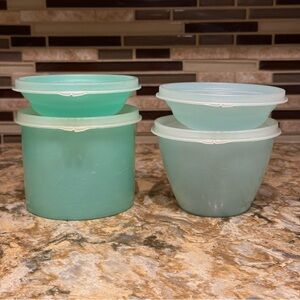 SOLD! Vintage Tupperware 4 Pastel Green/Blue Dessert and Refrigerator Bowls